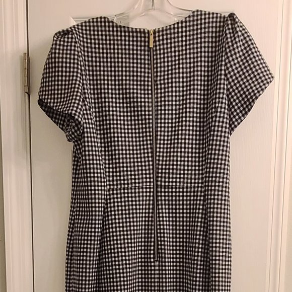 Calvin Klein Black and White Checkered Midi Dress - Picture 3 of 5